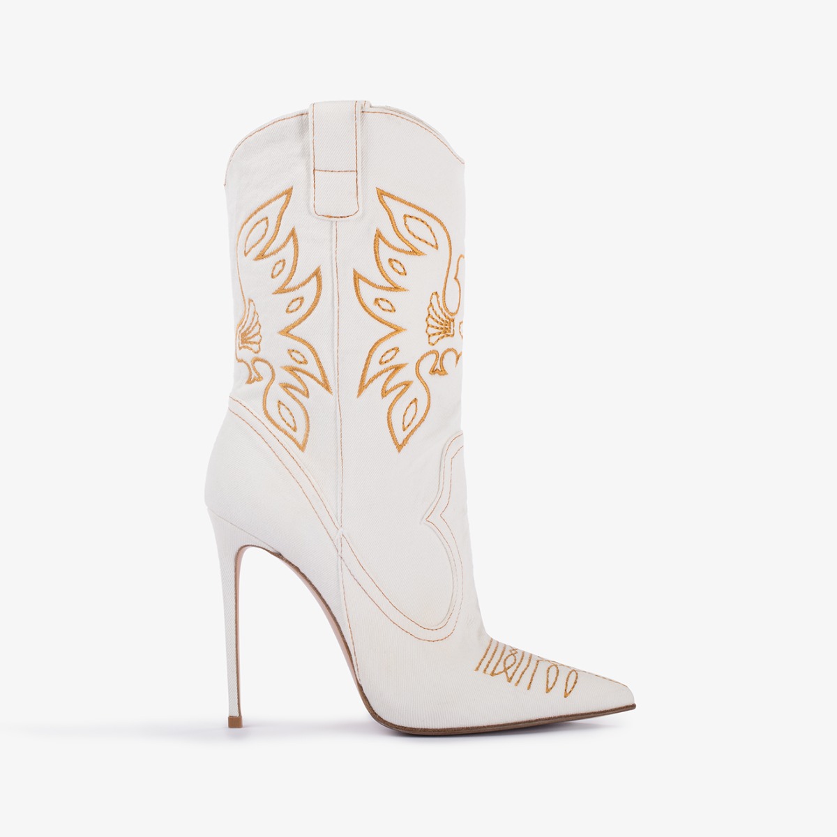 White denim Western-inspired ankle boot Le Silla