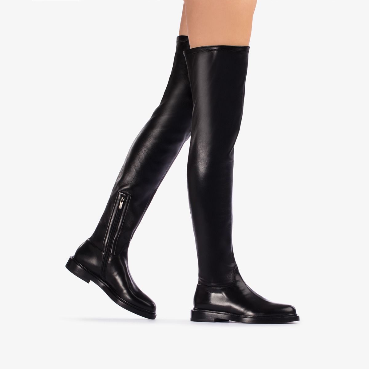Black stretch nappa leather over-the-knee boot - Le Silla