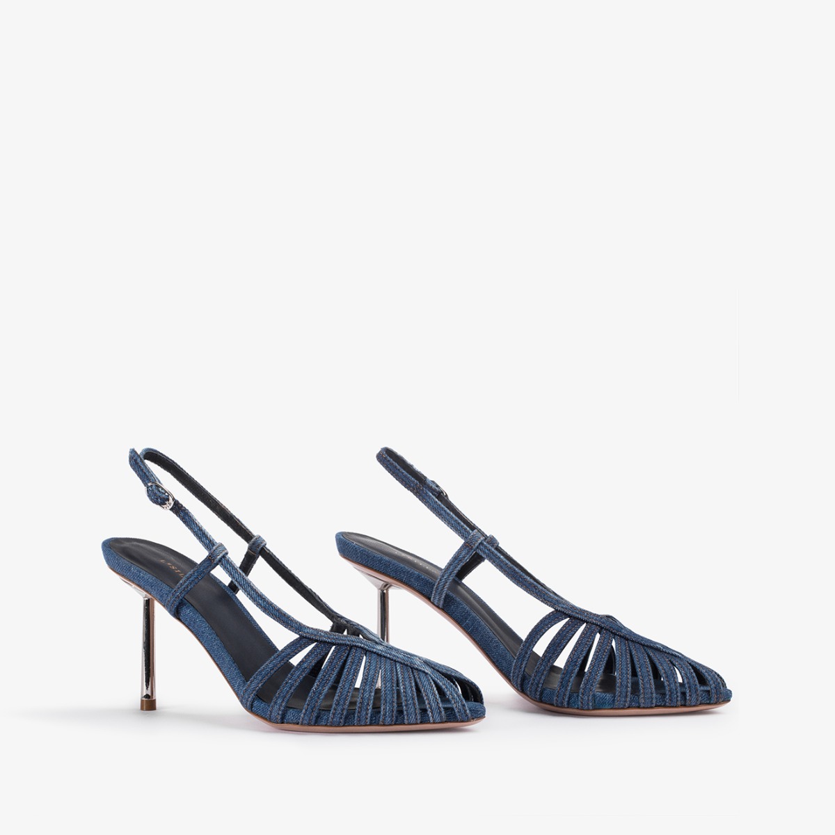Blue denim slingback with straps - Le Silla