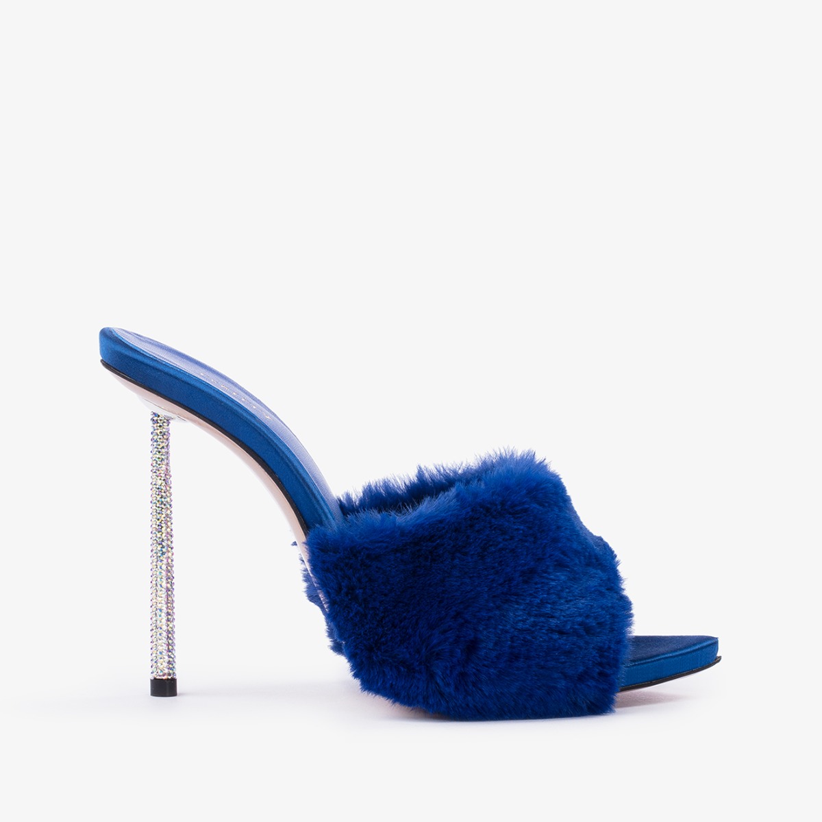 Lazuli blue fur mule sandal Le Silla